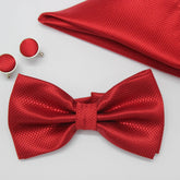 RED TEXTURED BOW TIE SET